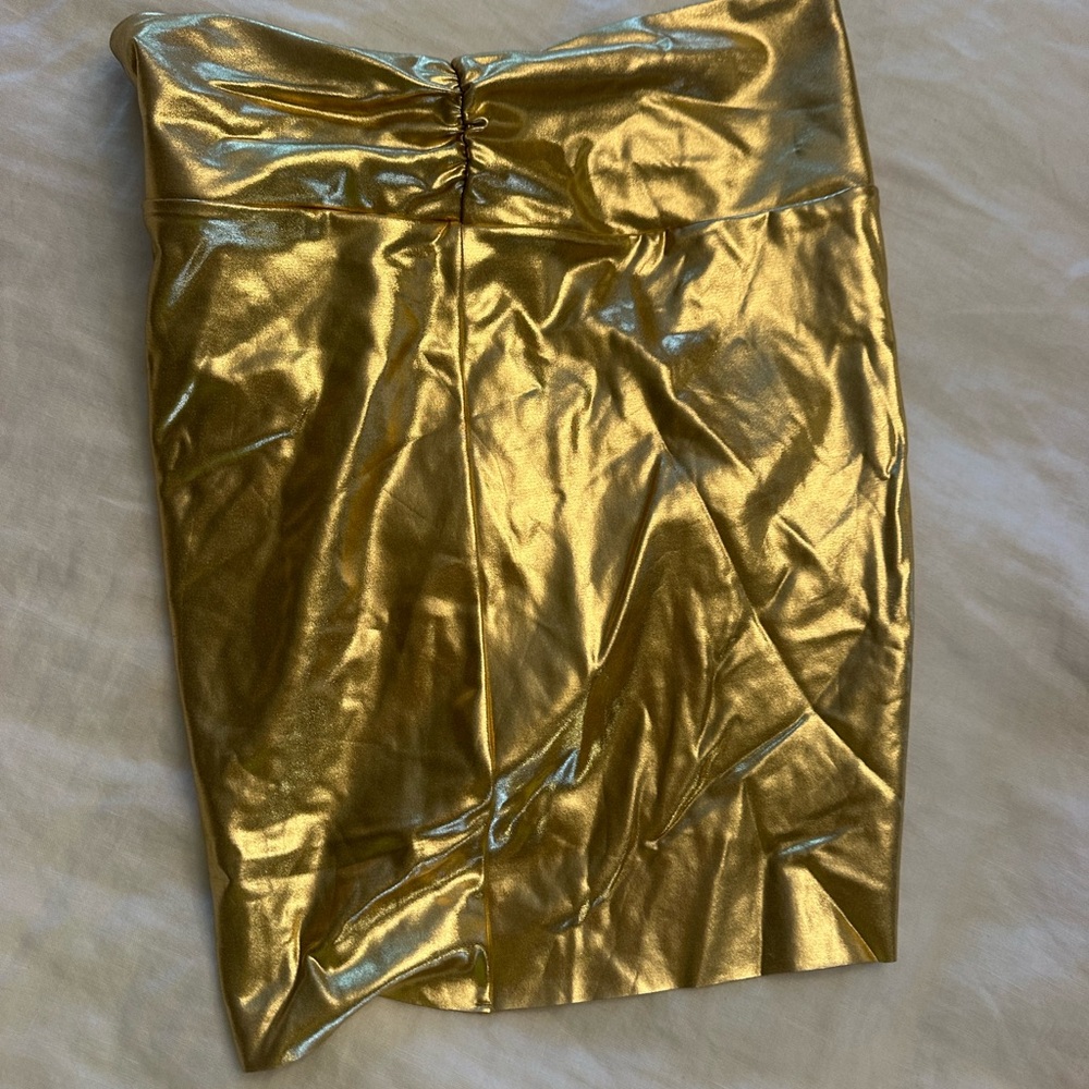 SKIMS Metallic Gold Swim Sarong Mini Skirt - Picture 5 of 5